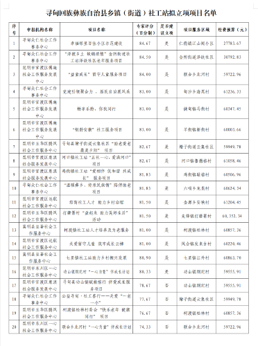 社工站拟立项项目名单