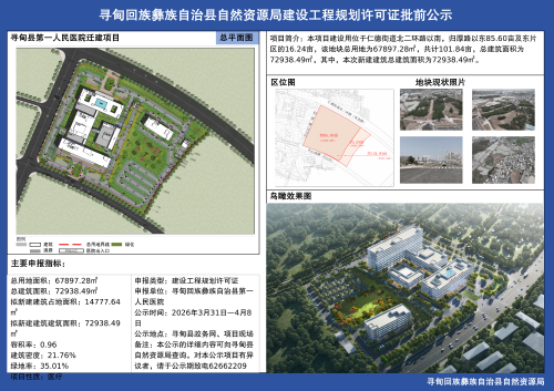 寻甸县第一人民医院迁建项目规划批前公示