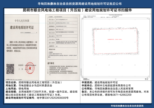建设用地规划许可证批后公布（昆明市联合风电场工程项目（升压站））_01