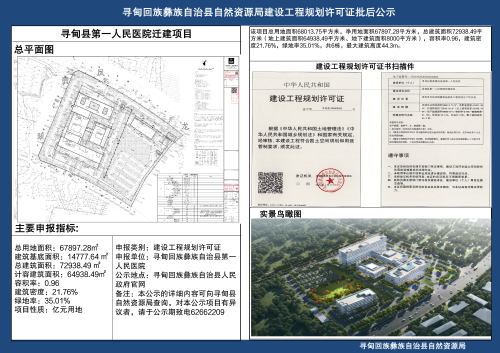 寻甸县第一人民医院迁建项目工程规划许可证批后公布