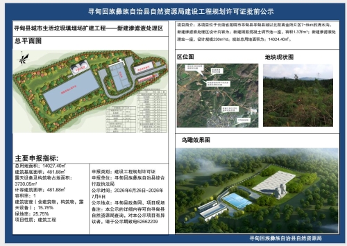 寻甸垃圾填埋工程项目规划许可证批前公示