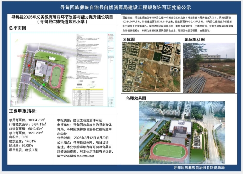 寻甸县2025年义务教育薄弱环节改善与能力提升建设项目(寻甸县仁德街道第五完全小学教学综合楼工程)规划许可证批前公示 寻甸县2025年义务教育薄弱环节改善与能力提升建设项目(寻甸县仁德街道第五完全小学教学综合楼工程)规划许可证批前公示